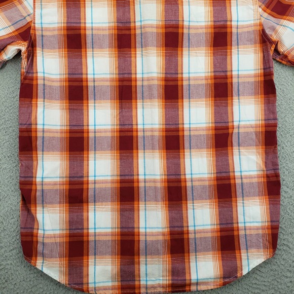 South Pole Shirt Mens Large Orange Button Up Short Sleeve Casual Plaid Pockets‎ - Picture 8 of 13